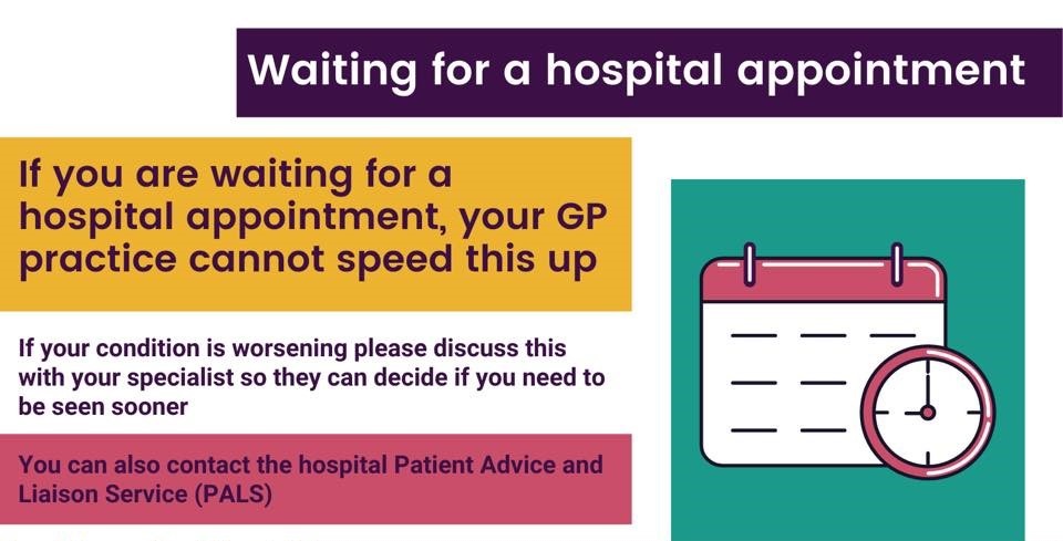if you are waiting for a hospital appointment your gp cannot help speed things up