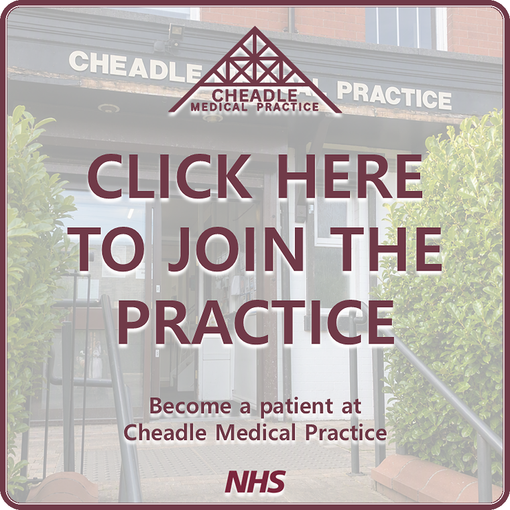 A picture of Cheadle Medical Practice. Click here for the practice registration form.